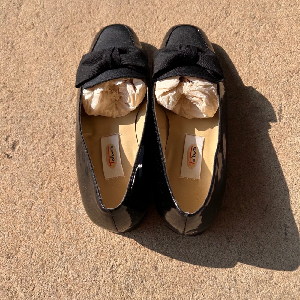 Talbots Jayna Loafers Women Black Patent Leather Grosgrain Bow Size 7M - Picture 3 of 7